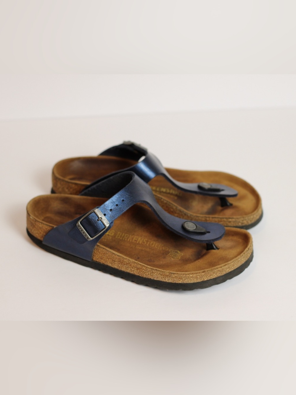 Birkenstock Gizeh Birko Thong Blue Strap Sandal 5.5